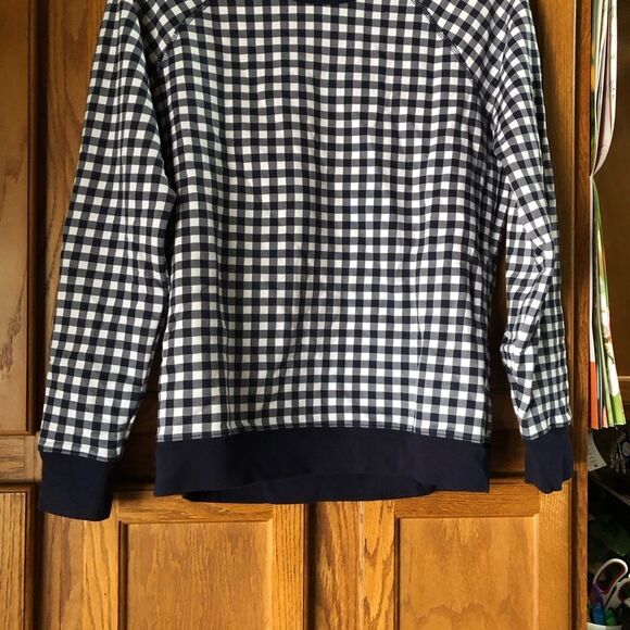 Draper James Natalie Gingham Crew Neck Sweatshirt Navy Blue - S - Picture 5 of 12
